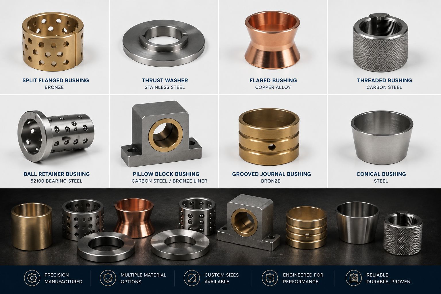 Precision-machined aerospace metal bushings and wear components